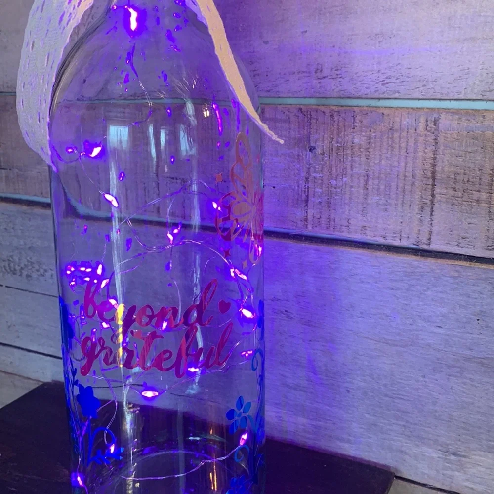 ‘Beyond Grateful’ logo lg wine bottle lantern